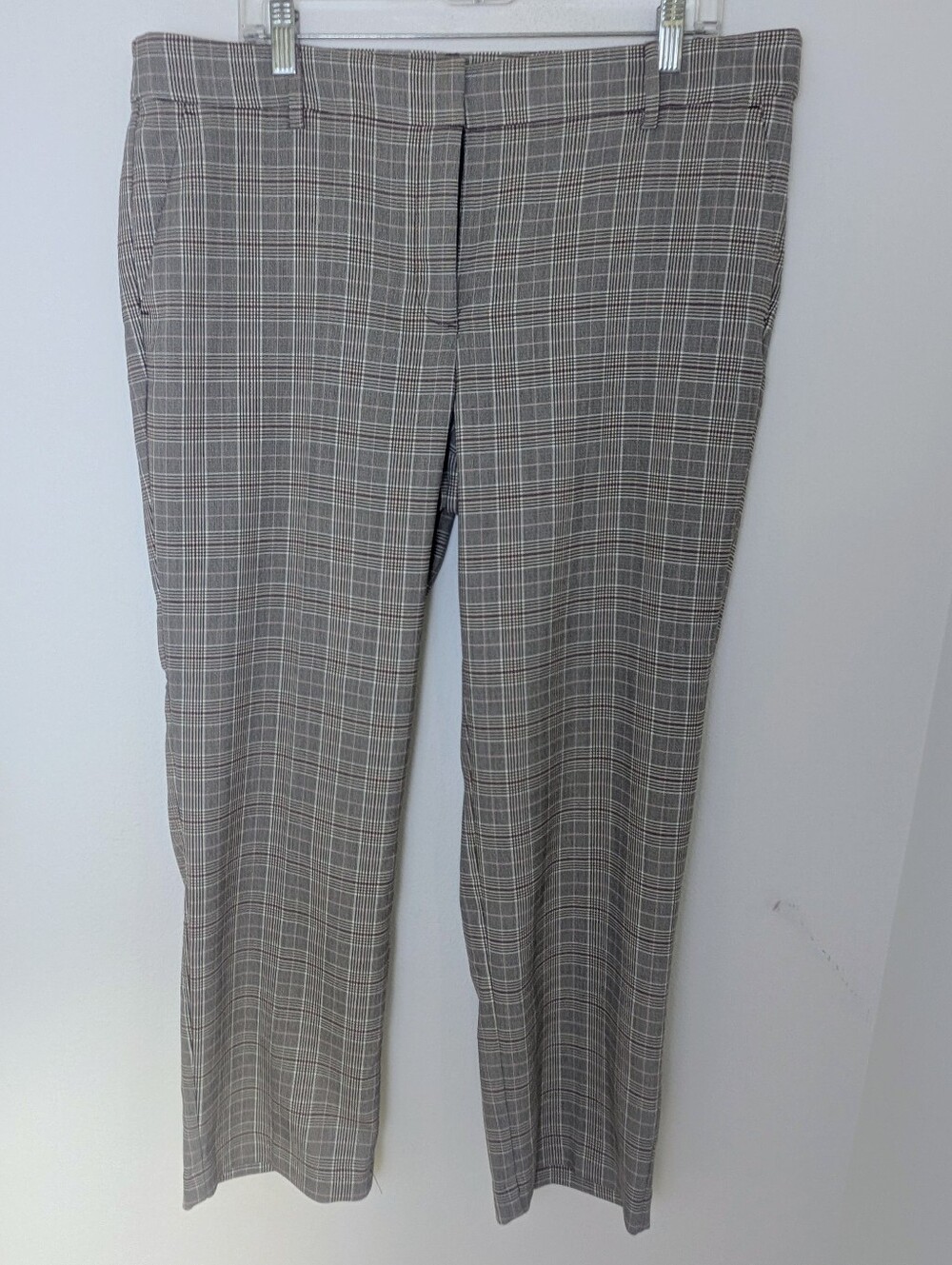 LOFT Women's plaid ankle length dress pants The Riviera Slim Size 14 beige EUC